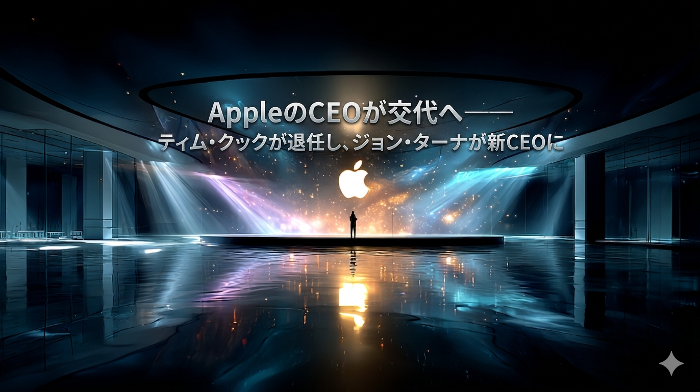 AppleのCEOが交代へ――ティム・クックが退任し、ジョン・ターナスが新CEOに