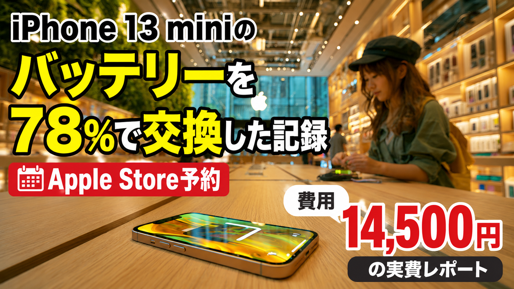 iPhone 13 miniのバッテリーを78%で交換した記録｜Apple Store予約、費用14,500円の実費レポート